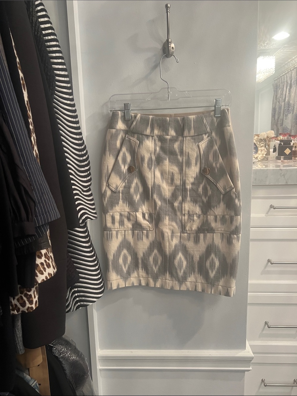 Altuzarra Beige & Gray Ikat Mini Skirt